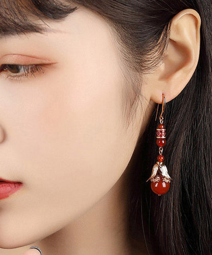 Style Red Copper Agate Cloisonne Drop Earrings LY2013 - fabuloryshop