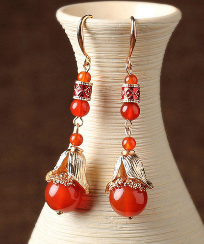 Style Red Copper Agate Cloisonne Drop Earrings LY2013 - fabuloryshop