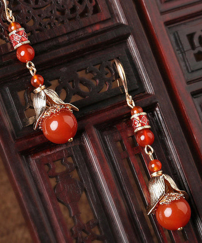 Style Red Copper Agate Cloisonne Drop Earrings LY2013 - fabuloryshop