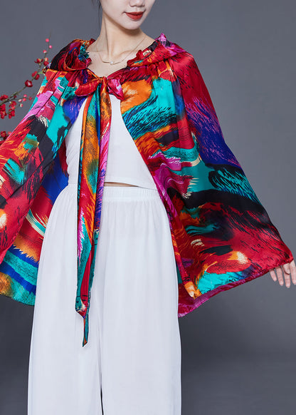 Style Red Hooded Print Silk Shawl LY2356 - fabuloryshop