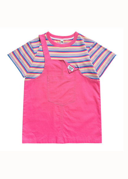 Style Rose O Neck Patchwork False Two Pieces Cotton Baby Girls Dress Summer LY5446 - fabuloryshop