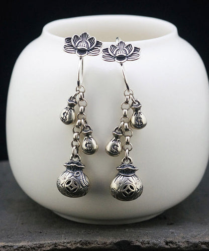 Style Silk Sterling Silver Lotus Tassel Drop Earrings LY2033 - fabuloryshop