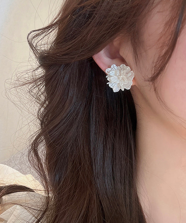 Style White Sterling Silver Acrylic Floral Stud Earrings LY1790 - fabuloryshop