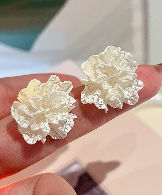 Style White Sterling Silver Acrylic Floral Stud Earrings LY1790 - fabuloryshop