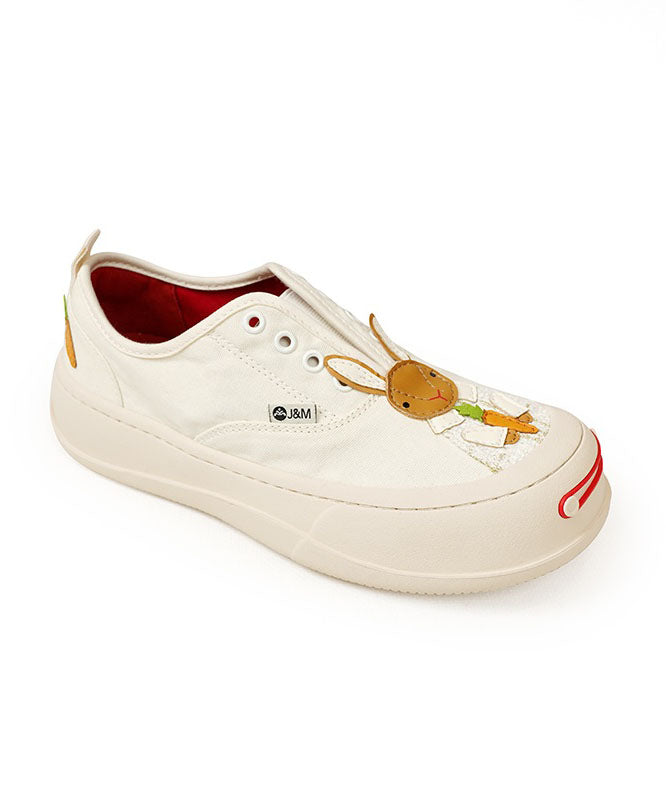 Stylish Beige Canvas Platform Flat Shoes For Women Splicing Character LY4311 - fabuloryshop