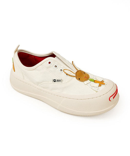 Stylish Beige Canvas Platform Flat Shoes For Women Splicing Character LY4311 - fabuloryshop