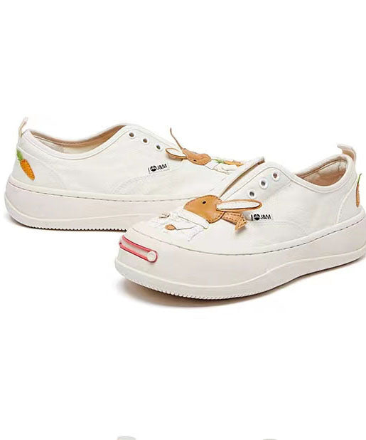 Stylish Beige Canvas Platform Flat Shoes For Women Splicing Character LY4311 - fabuloryshop