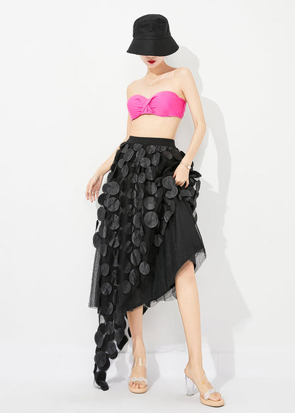 Stylish Black Asymmetrical Exra Large Hem Tulle A Line Skirts Summer LY0886 - fabuloryshop