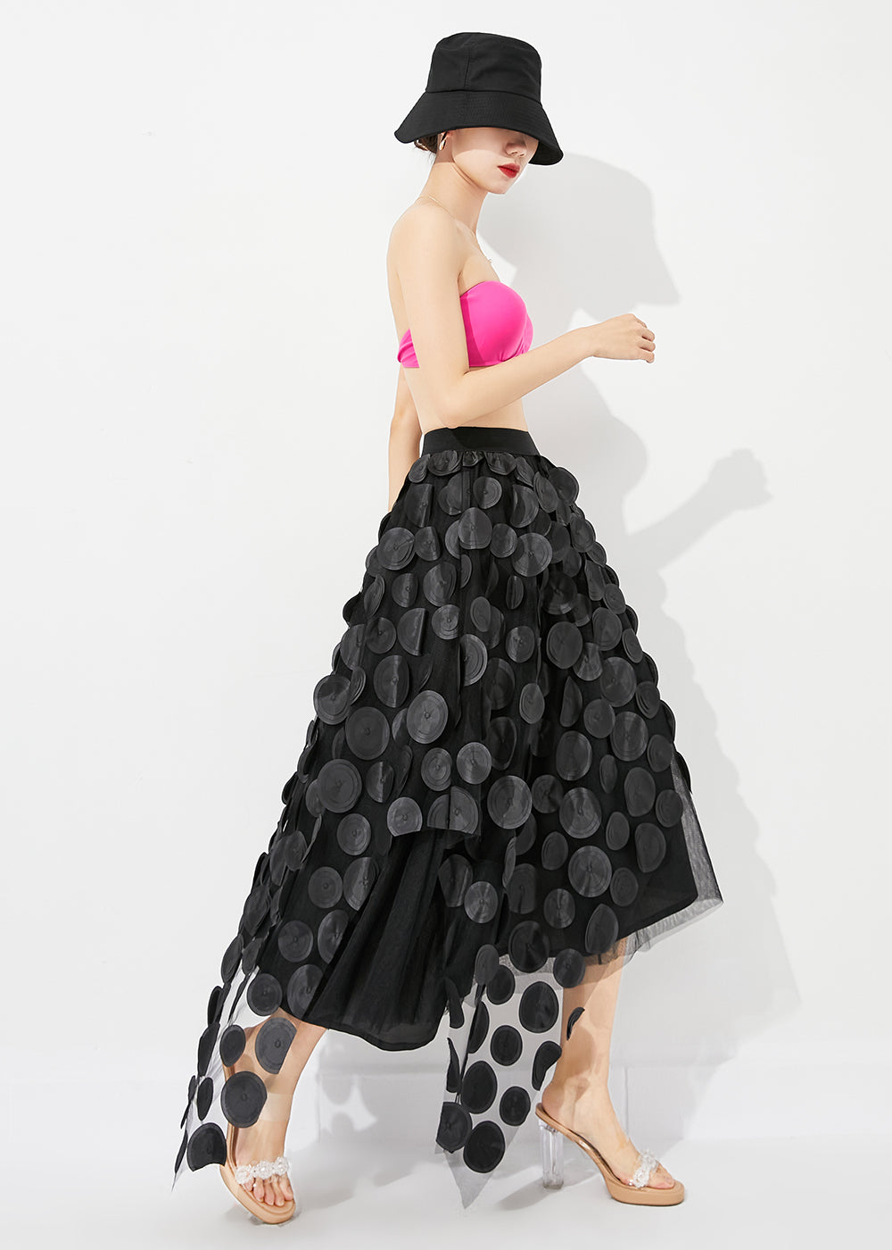 Stylish Black Asymmetrical Exra Large Hem Tulle A Line Skirts Summer LY0886 - fabuloryshop