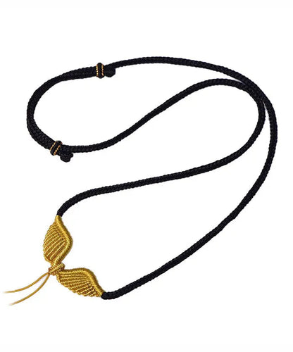 Stylish Black Hand Knitting Jade Eight Strand Braided Pendant Necklace Ada Fashion