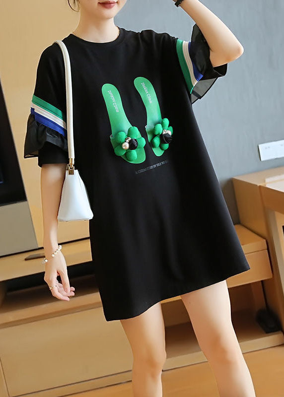 Stylish Black Original Design Patchwork Ruffles Cotton Mini Dresses Summer LY1408 - fabuloryshop