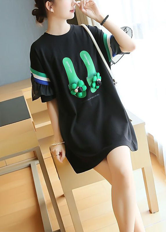 Stylish Black Original Design Patchwork Ruffles Cotton Mini Dresses Summer LY1408 - fabuloryshop