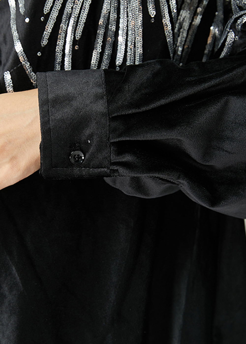 Stylish Black Oversized Sequins Spandex Coats Spring LY2478 - fabuloryshop