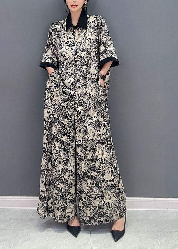 Stylish Black Print Oversized Draping Chiffon Two Pieces Set Summer LY1603 - fabuloryshop