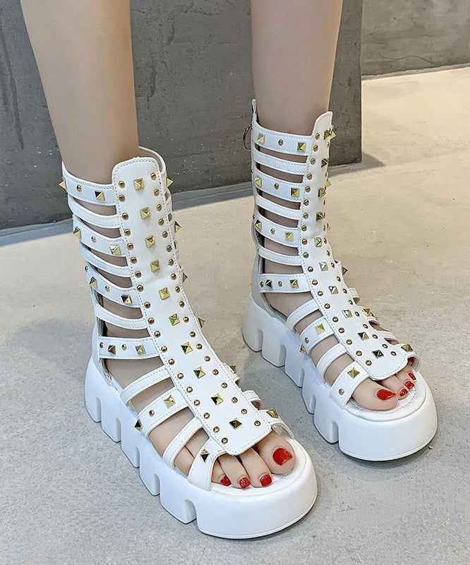 Stylish Black Rivet Hollow Out Sandals Platform Sandals LY4388 - fabuloryshop