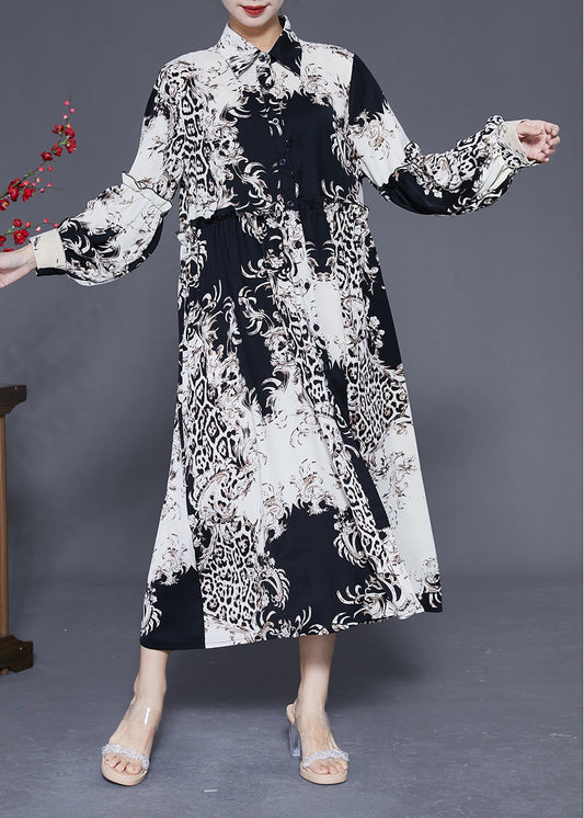 Stylish Colorblock Ruffled Oversized Print Chiffon Shirt Dress Spring LY1836 - fabuloryshop