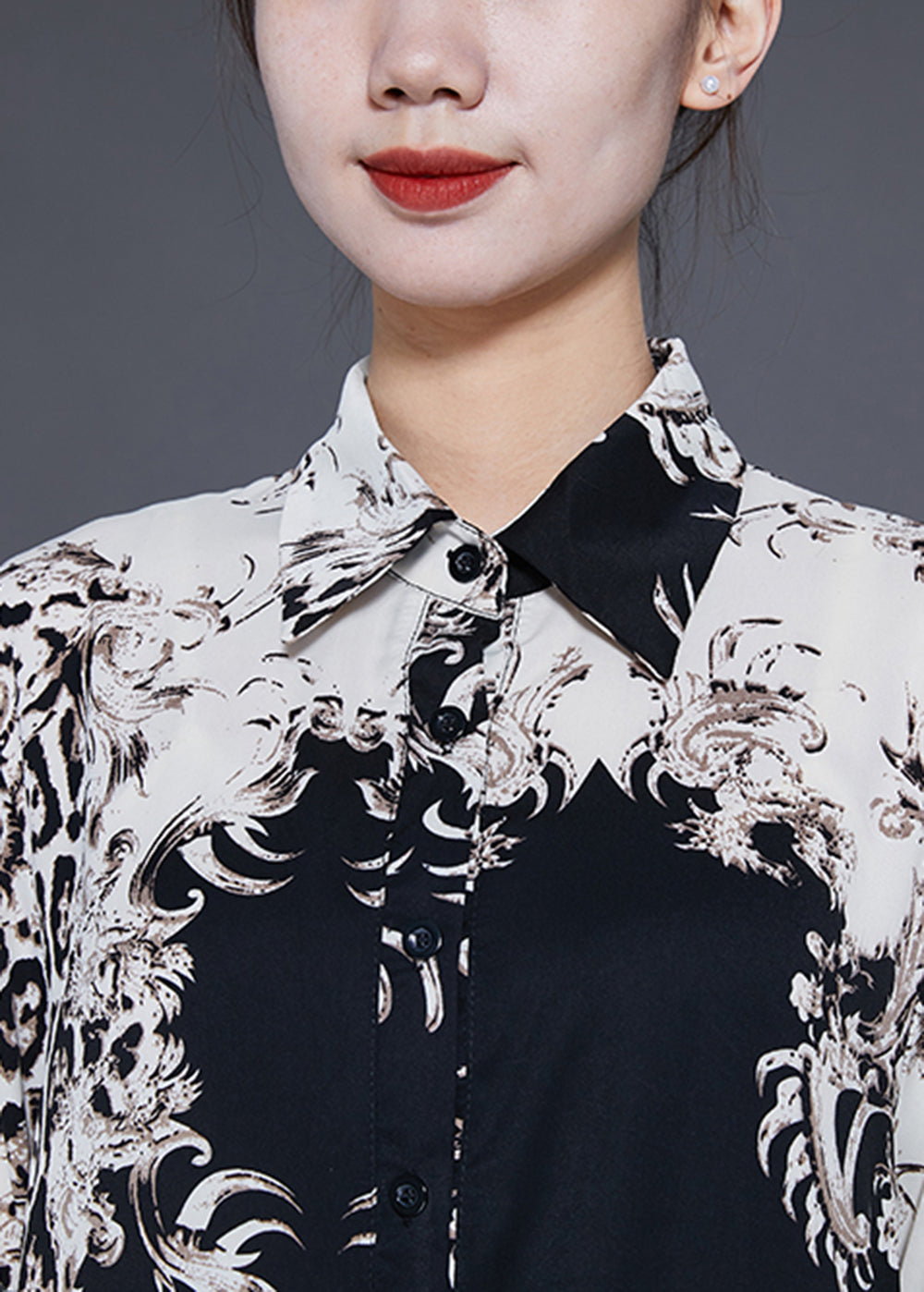Stylish Colorblock Ruffled Oversized Print Chiffon Shirt Dress Spring LY1836 - fabuloryshop