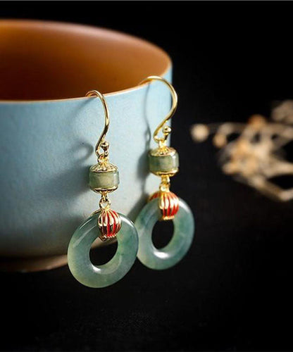 Stylish Cyan Sterling Silver Overgild Jade Drop Earrings TW1057 - fabuloryshop