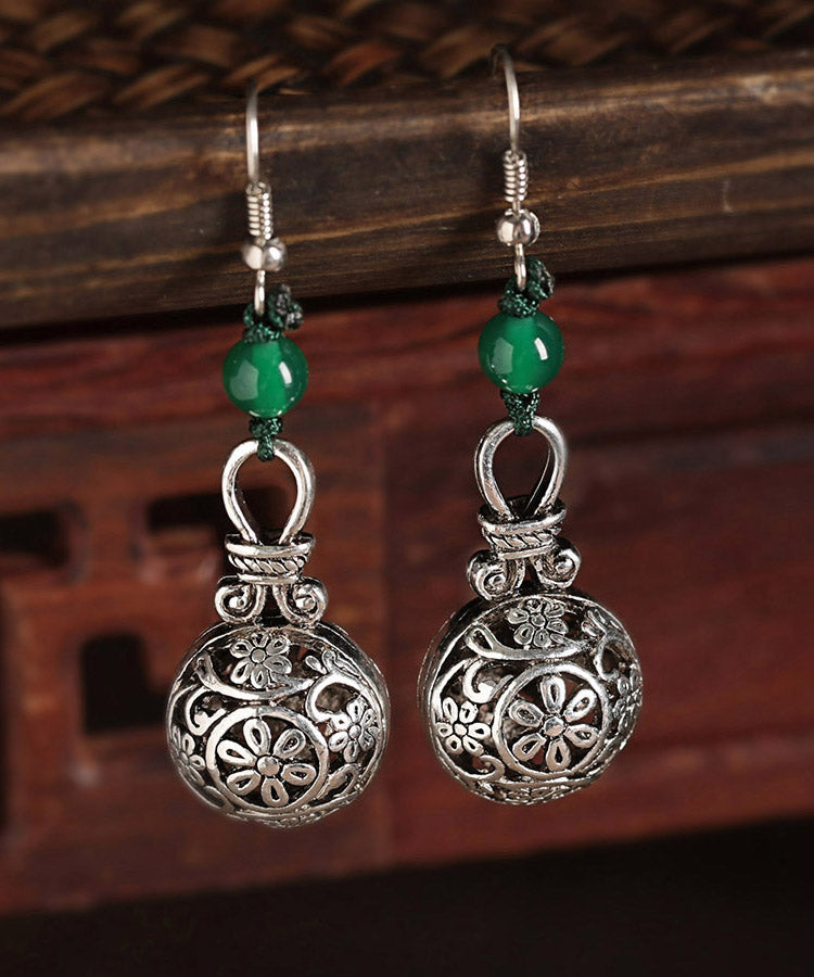 Stylish Green Sterling Silver Green Agate Drop Earrings LY2048 - fabuloryshop