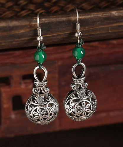 Stylish Green Sterling Silver Green Agate Drop Earrings LY2048 - fabuloryshop