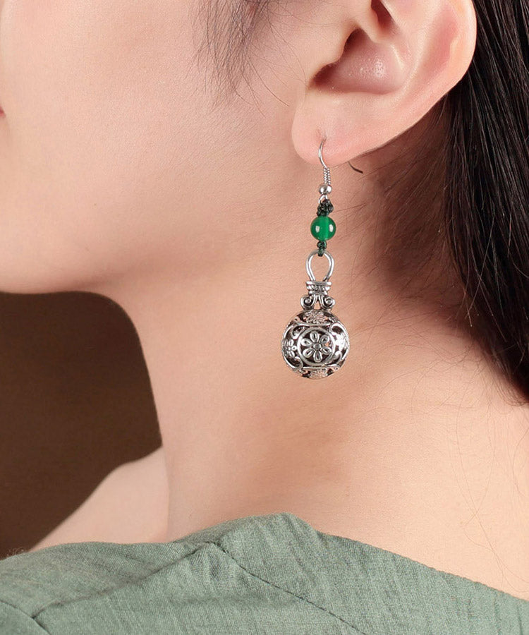 Stylish Green Sterling Silver Green Agate Drop Earrings LY2048 - fabuloryshop