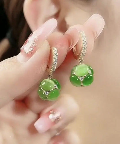 Stylish Green Zircon Opal Hoop Earrings Ada Fashion