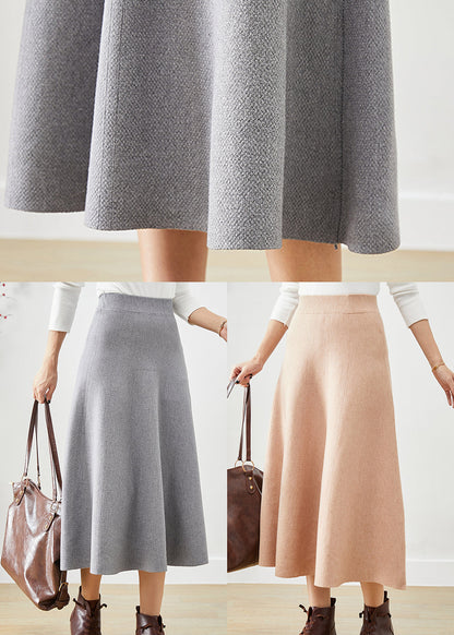 Stylish Grey Elastic Waist Exra Large Hem Cotton Skirt Fall Ada Fashion