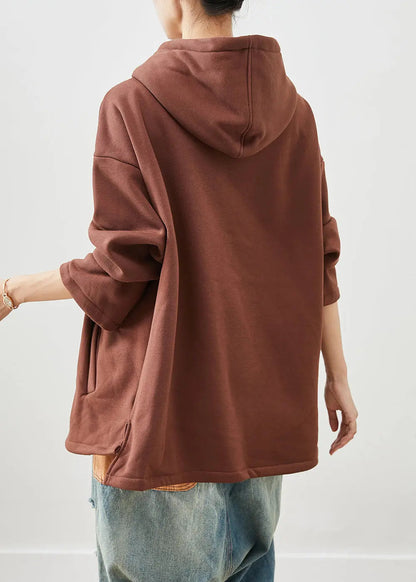 Stylish Khaki Asymmetrical Oversized Warm Fleece Jacket Fall Ada Fashion