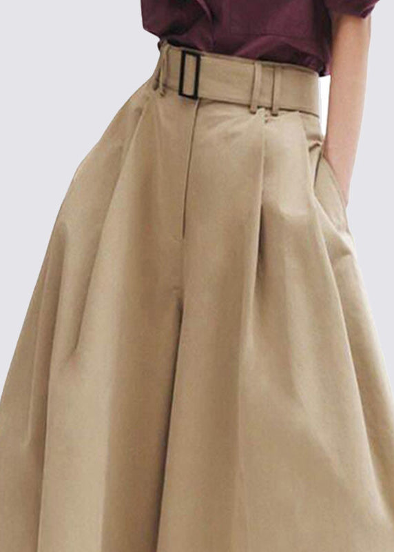 Stylish Khaki High Waist Pockets Cotton Pants Skirt Summer LY0311 - fabuloryshop