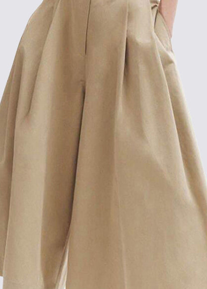 Stylish Khaki High Waist Pockets Cotton Pants Skirt Summer LY0311 - fabuloryshop