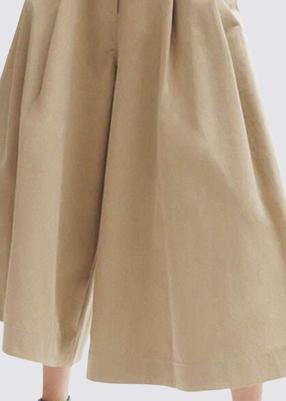 Stylish Khaki High Waist Pockets Cotton Pants Skirt Summer LY0311 - fabuloryshop