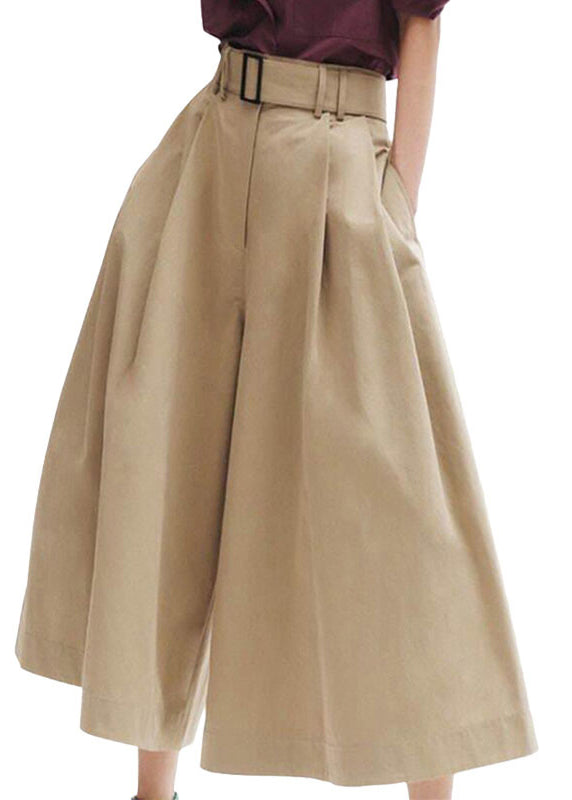 Stylish Khaki High Waist Pockets Cotton Pants Skirt Summer LY0311 - fabuloryshop