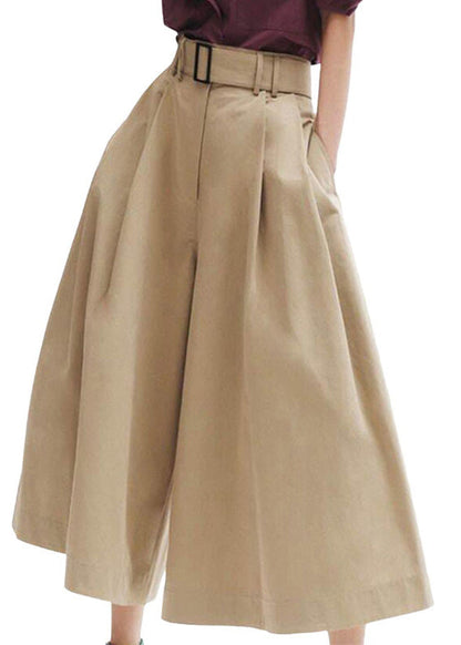 Stylish Khaki High Waist Pockets Cotton Pants Skirt Summer LY0311 - fabuloryshop