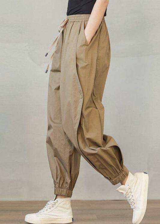 Stylish Khaki Oversized Patchwork Cotton Harem Pants Spring LY0903 - fabuloryshop