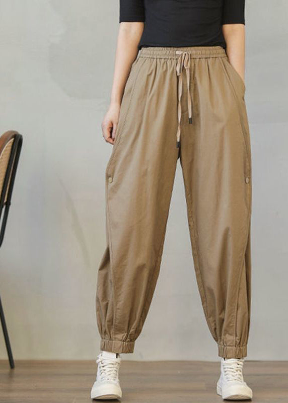 Stylish Khaki Oversized Patchwork Cotton Harem Pants Spring LY0903 - fabuloryshop