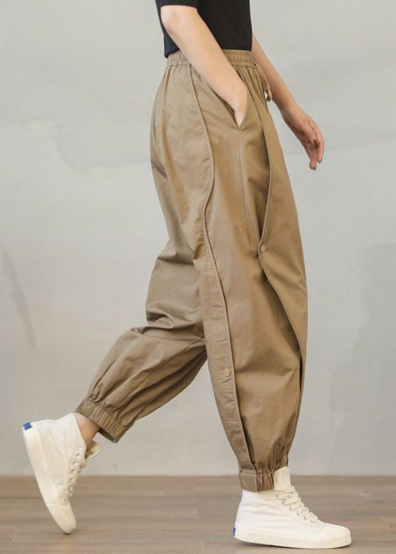Stylish Khaki Oversized Patchwork Cotton Harem Pants Spring LY0903 - fabuloryshop