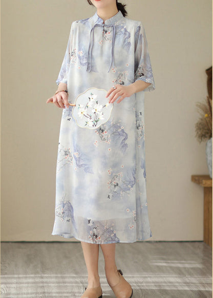 Stylish Light Purple Button Long Dress Summer LY2981 - fabuloryshop