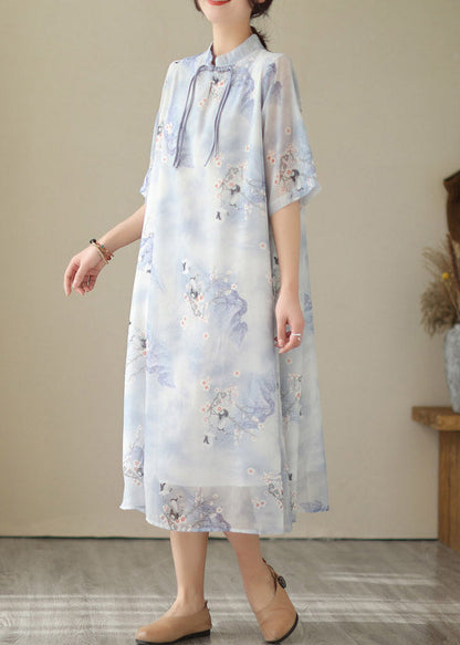 Stylish Light Purple Button Long Dress Summer LY2981 - fabuloryshop