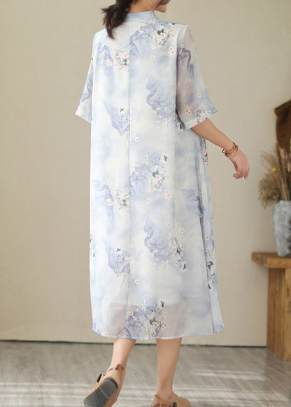 Stylish Light Purple Button Long Dress Summer LY2981 - fabuloryshop