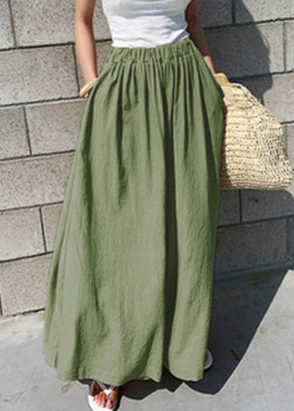 Stylish Olive Green Elastic Waist Solid Wide Leg Pants Skirt Summer LY3907 - fabuloryshop