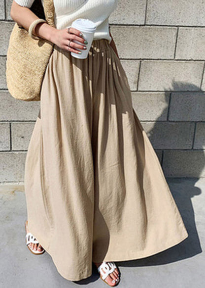 Stylish Olive Green Elastic Waist Solid Wide Leg Pants Skirt Summer LY3907 - fabuloryshop