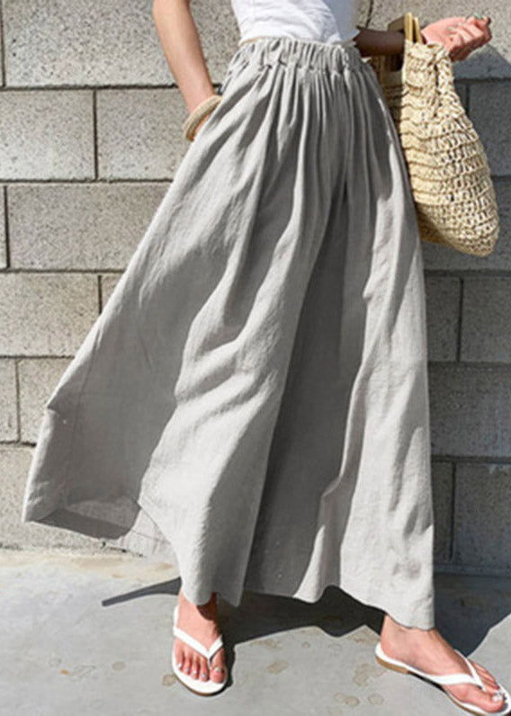 Stylish Olive Green Elastic Waist Solid Wide Leg Pants Skirt Summer LY3907 - fabuloryshop