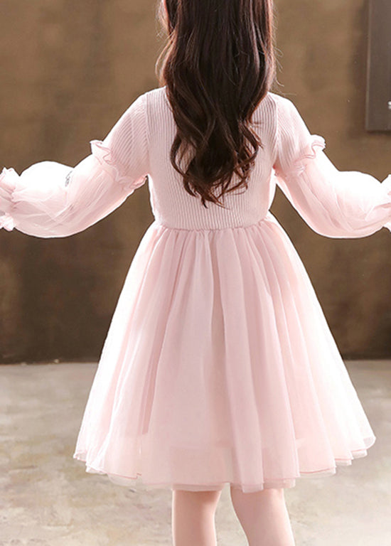 Stylish Pink Butterfly Patchwork Tulle Baby Girls Dress Fall Ada Fashion