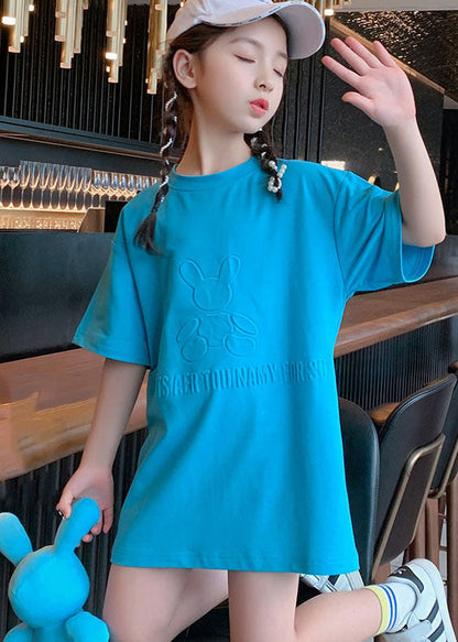 Stylish Pink O Neck Patchwork Cotton Kids Girls T Shirt Dresses Summer LY5512 - fabuloryshop