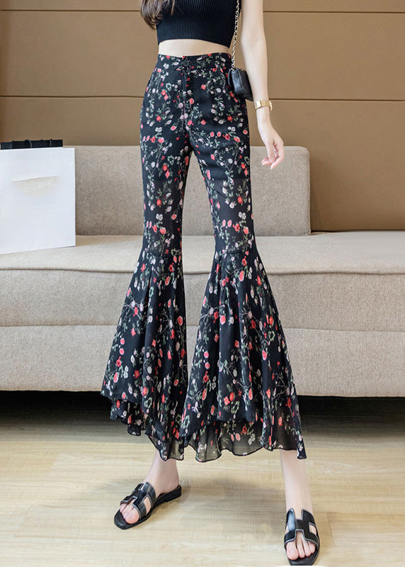 Stylish Print Draping Chiffon Bell Bottom Trousers Summer LY0201 - fabuloryshop