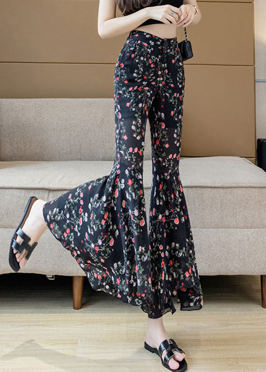 Stylish Print Draping Chiffon Bell Bottom Trousers Summer LY0201 - fabuloryshop