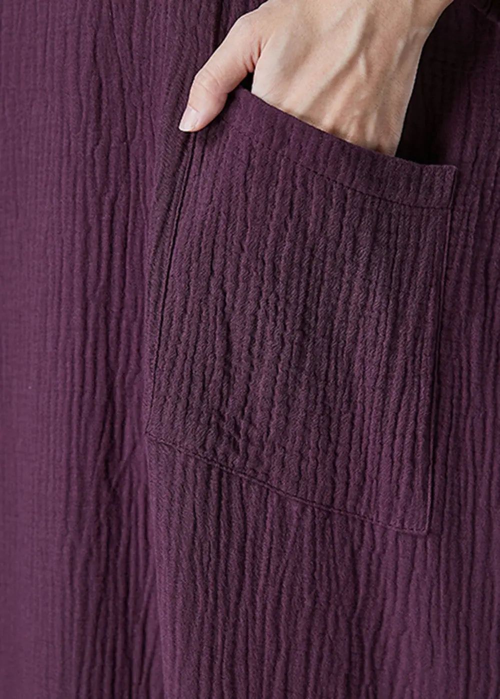 Stylish Purple Oversized Wrinkled Cotton Long Dresses Fall Ada Fashion