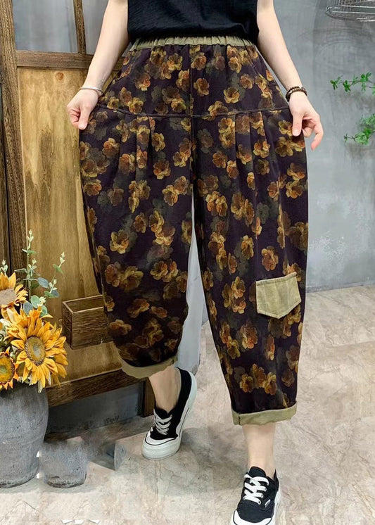 Stylish Purple Print Linen Harem Pants Summer TQ1034 - fabuloryshop