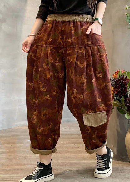 Stylish Purple Print Linen Harem Pants Summer TQ1034 - fabuloryshop