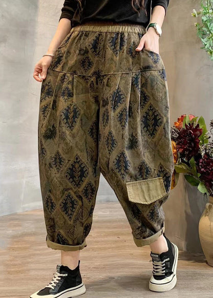 Stylish Purple Print Linen Harem Pants Summer TQ1034 - fabuloryshop